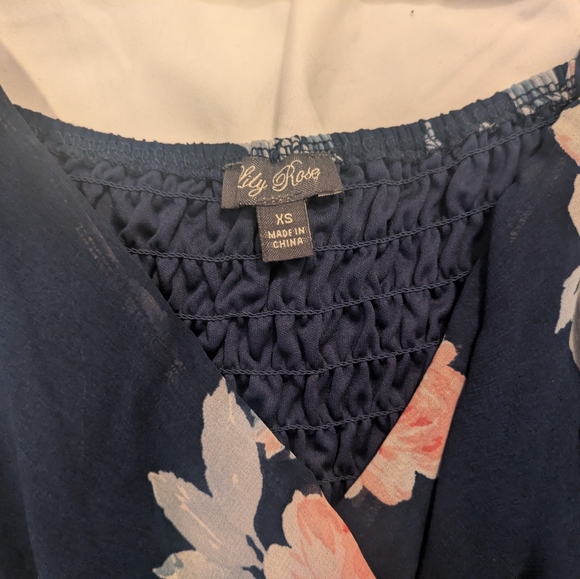 Lily Rose Navy and Pink Floral High Low Dress - Picture 4 of 7